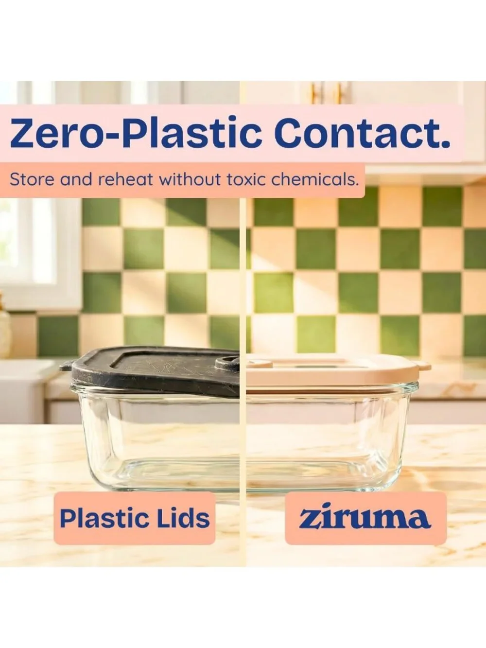 Eco-Friendly Non-Toxic Glass Food Storage Containers, 4-Pack, Multi-Size, Beige